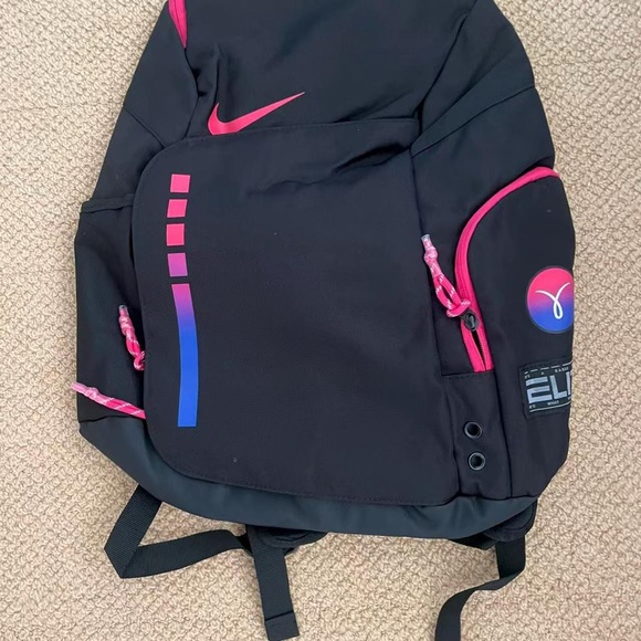 Nike Black Backpack with Pink and Blue Details - Picture 1 of 7